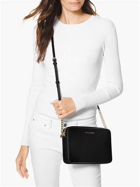 michael kors large gusset crossbody black safianno|Michael Kors Crossbody bag.